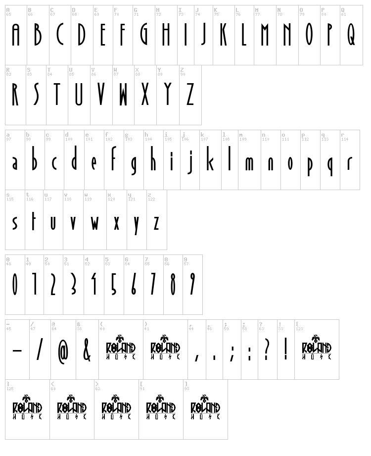 November Sky font map